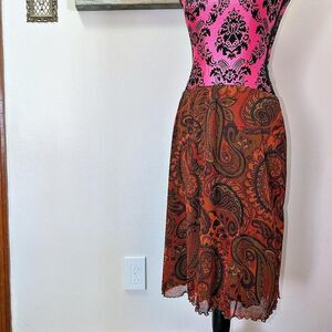 vintage 90s y2k Women's Brown and Orange Skirt
